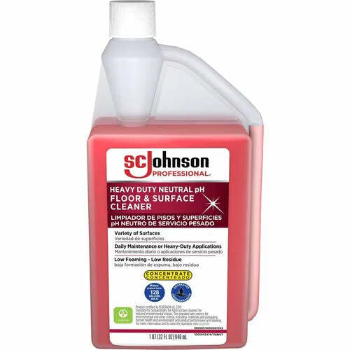 SC Johnson, Floor Cleaner, 32 fl oz (1 qt), Concentrate, pH Neutral, Heavy-Duty, Red Bottle, 6/CT