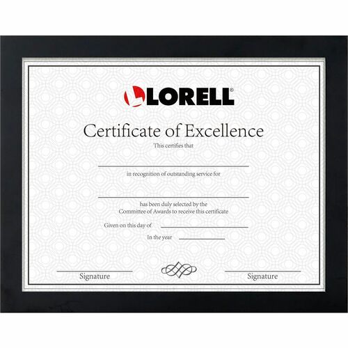 Lorell Certificate Frame - 8.50" x 11" Frame Size - Desktop, Wall Mountable - Vertical, Horizontal - Black - 1 Each