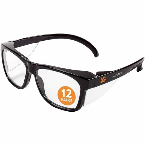 Ansell Safety Glasses, KleenGuard Maverick V30, Black Frame, Clear Polycarbonate Anti-Fog Lenses, 99.9% UVA/UVB/UVC Protection, ANSI Z87.1