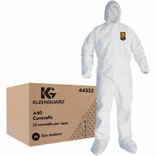 Ansell Health Liquid/Particle Protection Coveralls - Medium - Liquid, Dry Particle, Solid/Liquid Aerosol Protection - Film Laminate - White - Disposable, Microporous, Anti-static, Zipper Front, Elastic Back, Elastic Wrist & Ankle, Hood, Non-skid, Breathab