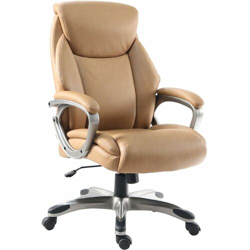 Lorell Kyros High-Back Executive Chair - Polyurethane Seat Material - Polyurethane Back Material - High Back - Caramel - Armrest - 1 Each