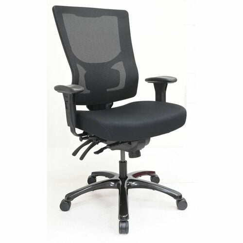 Lorell Big & Tall Mesh High-Back Chair - Polyurethane, Molded Foam, Fabric Seat Material - Mesh Back Material - High Back - Black - Armrest - 1 Each