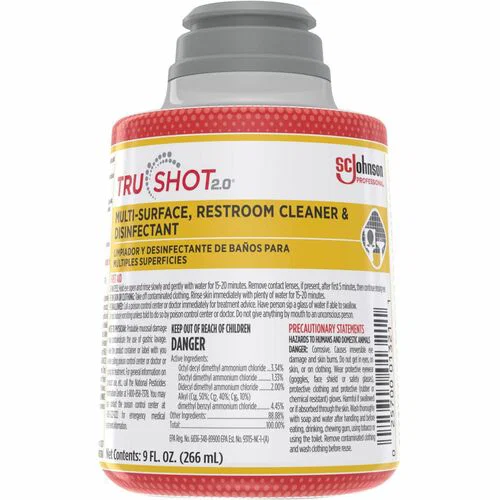 TruShot Restroom Surface Cleaner, 2.0, Concentrate 9 fl oz Cartridge, Dilutable Disinfectant, Spill-Resistant, 4/CT
