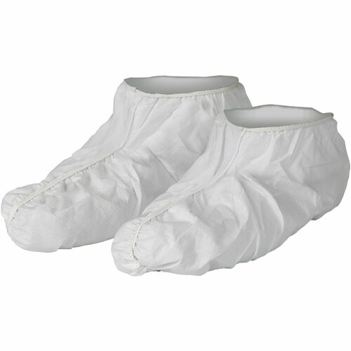 Ansell Health Protective Shoe Covers - Recommended for: Liquid Handling, Pharmaceutical, Manufacturing - Universal - Dry Particle, Chemical, Debris, Liquid Protection - Film Laminate - White - Breathable, Microporous, Liquid Resistant, Elastic Opening, Se