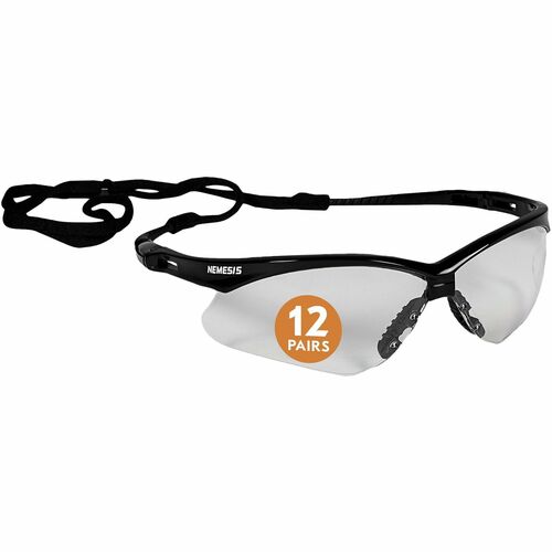 Ansell Health Nemesis Safety Glasses - Recommended for: Workplace, Home, Construction, Manufacturing, Shooting, Indoor - Eye, UVA, UVB, UVC Protection - Polycarbonate - Clear Lens - Black Frame - Durable, Lightweight, Wraparound Frame, Sweat Resistant, Ne