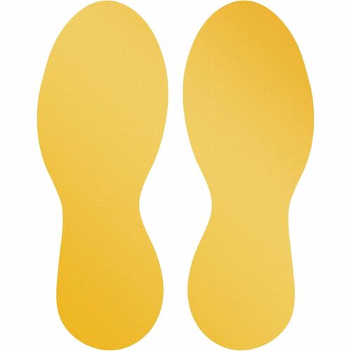 DURABLE Safety Floor Marking Shapes - 3.5" Width x 9.4" Depth - Footprint Shape - Abrasion Resistant, Durable, Self-adhesive, Easy Installation, Slip Resistant, Permanent Adhesive - Safety, Walking Area, Driving Area, Indoor - Plastic - Yellow - 10 / Pack