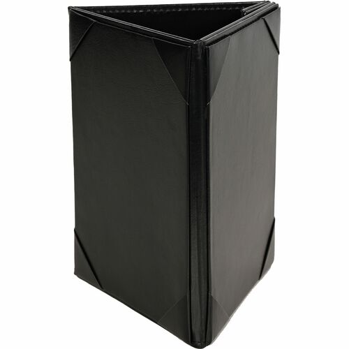 Deflecto Three-Panel Table Tent - Support 5" x 7" Media - Leather, Leatherette - Black - Magnetic, Foldable - 1 Each