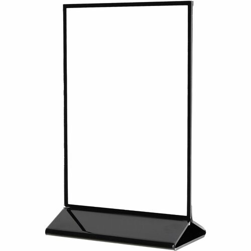 Deflecto Double-Sided Sign Holder w/Base - Support 8.50" x 11" Media - Portrait, Vertical - 12.5" Height x 8.8" Width x 2.9" Depth - Plastic, Polystyrene - Clear, Black - Top Loading, Side-loading, Sturdy, Double-sided - 1 Each