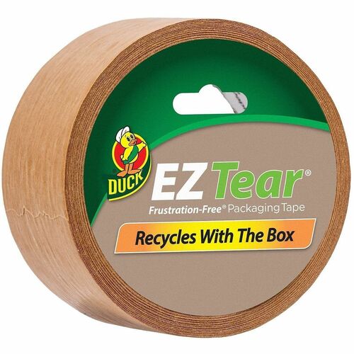 Duck Packaging Tape, EZ Tear, 1.88" x 25 yd, Kraft Paper, Rubber Adhesive, Writable Surface, Easy Tear