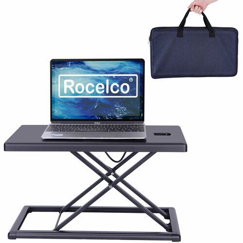Rocelco Compact & Portable Desk Riser - 11 lb Load Capacity - 15" Height x 10" Width x 19" Depth - Desk - Black - For Notebook, Mouse, Keyboard, Travel, Hotel, Dorm Room, Boardroom, Presentation - Compact, Portable, Sit-stand, Ergonomic, Lightweight, Fold