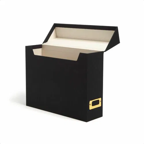Smead Box File, Letter Size, Flip-Top, Charcoal Paper/Linen Stock, Gold Nameplate, Textured, 50 Percent Recycled