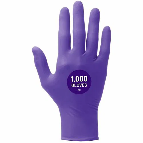 Kimtech Examination Gloves, Purple Nitrile, X-Small, Chemotherapy, 5.9 mil, 9.5 in Length, Powder-Free, Textured Fingertip, Beaded Cuff, 10/CT