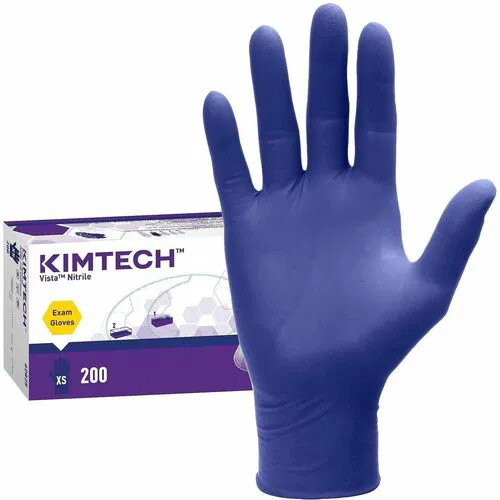 Kimtech Examination Gloves, Vista, X-Small, 9.5" Long, 4.3 Mil Nitrile, Purple, Powder-Free, Textured Fingertip, Beaded Cuff, 200/Box