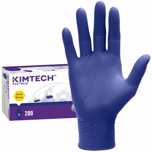 Kimtech Examination Gloves, Vista, Small, 4.3 mil, 9.5" Length, Nitrile, Purple, Textured Fingertip, Beaded Cuff, Ambidextrous, 200/PK