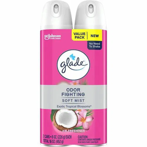 Glade Soft Mist Air Freshener Spray, Exotic Tropical Blossoms, 8 fl oz, Paraben-Free Odor Neutralizer, Phthalate-Free, Long-Lasting, 2/PK