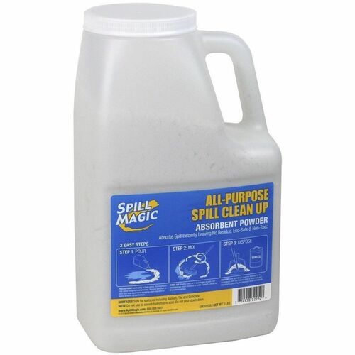 Spill Magic All-Purpose Spill Clean Up - For Multipurpose - Powder - 51.36 oz (3.21 lb) - Recommended For: Spill Remover, Liquid Remover - Absorbent, Easy to Use, Non-toxic, Refillable, Lightweight, Residue-free, Spill Resistant - White Bottle - 1 Each
