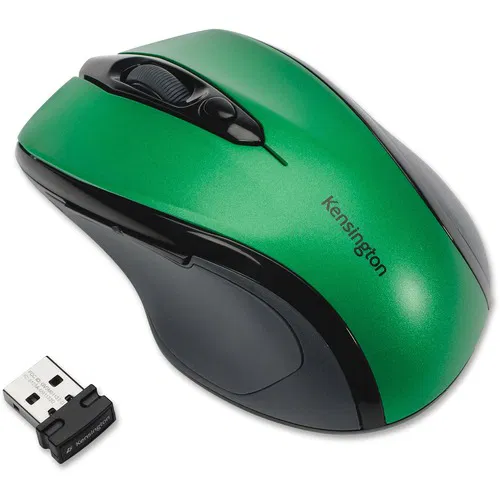 Kensington Pro Fit Mid-Size Wireless Mouse, Right-Handed, 2.4 GHz RF, 1750 DPI Optical, USB Nano Receiver, Emerald Green, PC/Mac