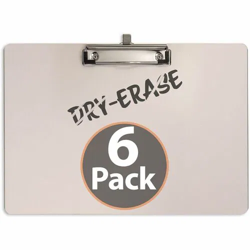 Officemate 83166 Dry Erase Clipboard, Side Clip with Pen Holder, 6pk - Storage for 70 Sheet - 9" x 12 1/2" Sheet Size - White - 6 Pack