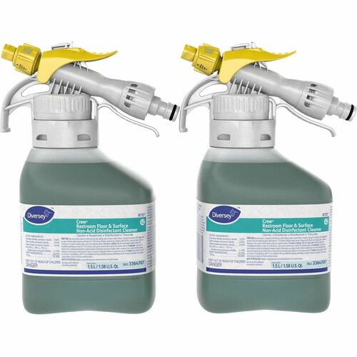 Diversey Floor Cleaner, Restroom, Crew, Concentrate Spray, 50.7 fl oz, Fresh Scent, Non-Acid, 2/CT