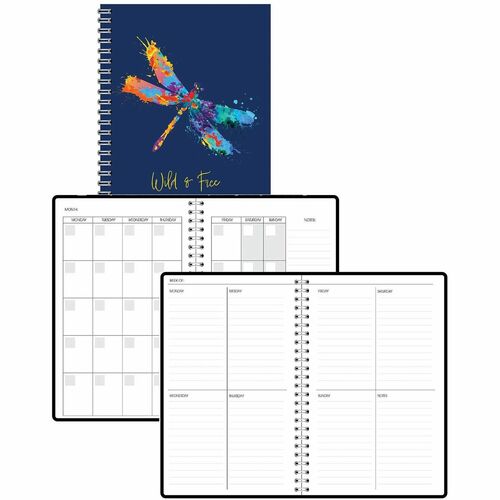 House of Doolittle Recycled Non-Dated Wild and Free Planner - Weekly, Monthly - 1 Month, 1 Week Double Page Layout - 7" x 11" Sheet Size - Wire Bound - Multi - Paper - Synthetic Paper Cover - Undated, Monthly Calendar, Water Resistant Cover, Tear Resistan