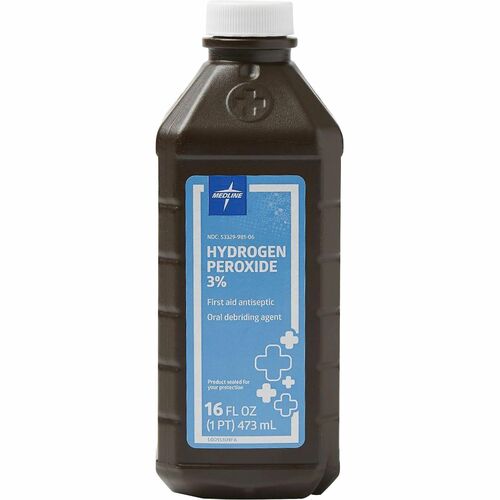 Medline 3 Percent USP Hydrogen Peroxide - For Cleaning, Minor Cut, Burn, Abrasion, Cut - 16 fl oz - 12 / Carton