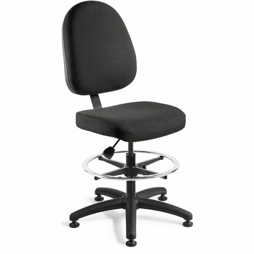 Bevco Chair, Integra Series, Executive, Pneumatic Non-Tilt, Seat Height 24"-34", High Back, Black Fabric, 300 lb Capacity, Foot Ring