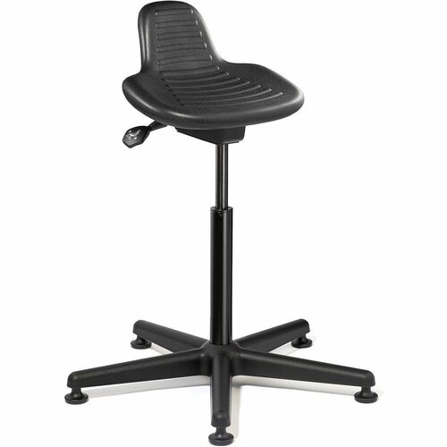 BEVCO Sit-Stand Series Stool, Pneumatic 22-32" H, 11 Tilt, 300 lb Capacity, Black Polyurethane Seat, 360 Swivel