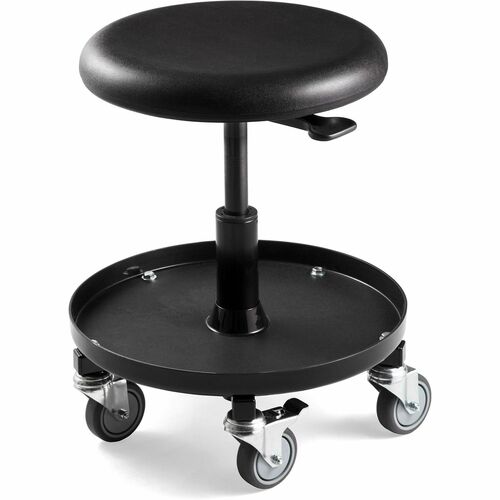 BEVCO Repair Stool, Shop/Warehouse, Pneumatic Height 15.5"-20.5", Swivel, Polyurethane Seat, 300 lb Capacity, 16" Tray, Locking Casters