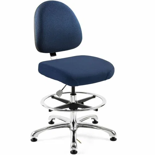 BEVCO Office Chair, Integra ESD, 300 lb Capacity, Pneumatic 21.5"-31.5" Height, Medium Back, Navy Fabric, Aluminum 5-Star Base