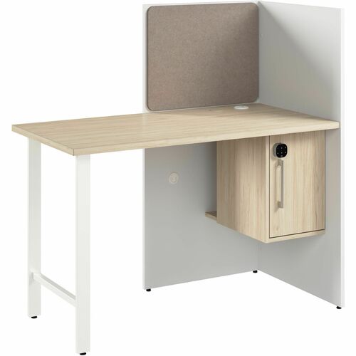 Bush Business Furniture Hustle Collection - x 1" Thickness, 48" Height x 47" Width x 24" Depth - 1 Adjustable Shelf(ves) - Material: Metal, Plastic, Thermofused Laminate (TFL), Melamine, Laminate, Engineered Wood, Paper - Finish: Natural Elm, White - Mela