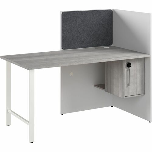 Bush Business Furniture Hustle Collection - x 1" Thickness, 48" Height x 59" Width x 30" Depth - 1 Adjustable Shelf(ves) - Material: Metal, Plastic, Thermofused Laminate (TFL), Melamine, Laminate, Engineered Wood - Finish: White, Platinum Gray, Gray - Mel
