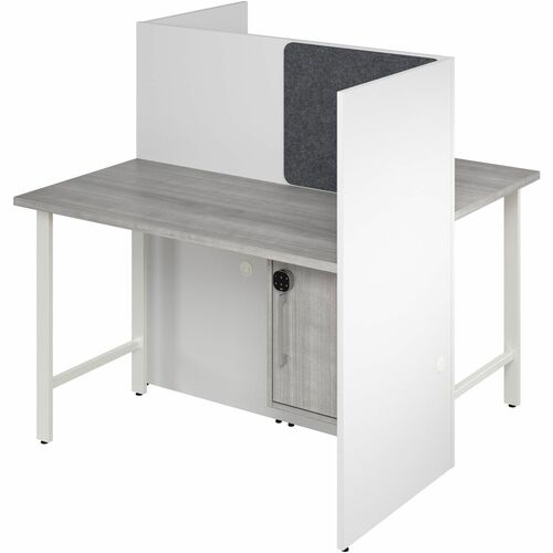 Bush Business Furniture Hustle Collection - 48" Height x 47" Width x 24" Depth, x 1" Thickness Top - 1 Adjustable Shelf(ves) - Material: Metal, Plastic, Thermofused Laminate (TFL), Melamine, Engineered Wood, Laminate, Paper - Finish: Platinum Gray, White