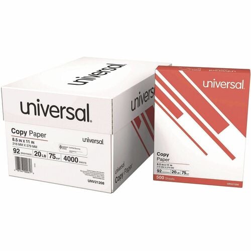 Universal Copy Paper, 500/REAM, 8/CT (4,000 Sheets), 20 lb, 92 Brightness, White