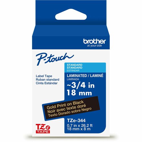 Brother P-touch TZe Laminated Label Tape - - DiameterTape - Black - Laminated - Easy to Read, Temperature Resistant, Customizable, Long Lasting, Peeling Resistant, Fade Resistant - 26.20 ft Roll Length - 1 Each