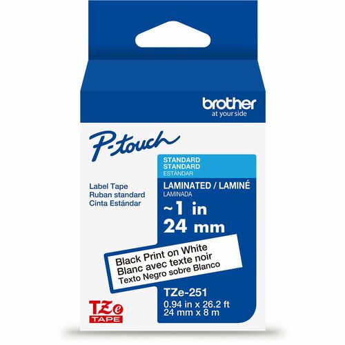 Brother P-touch TZe Laminated Label Tape - - DiameterTape - White - Laminated - Easy to Read, Temperature Resistant, Customizable, Long Lasting, Peeling Resistant, Fade Resistant - 26.20 ft Roll Length - 1 Each