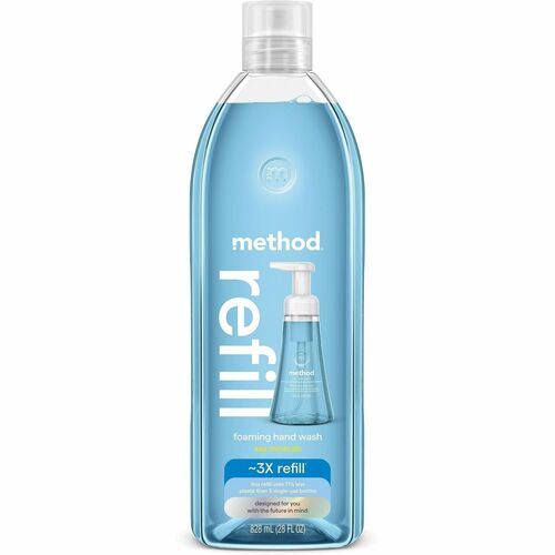 Method, Foaming Hand Wash Refill, Waterfall Scent, 28 fl oz, Blue, Cruelty-Free, for Pump Bottles, 4/CT