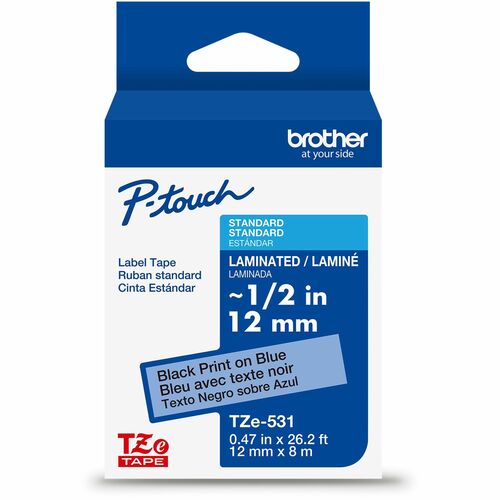 Brother P-touch TZe Laminated Label Tape - - DiameterTape - Blue - Laminated - Easy to Read, Temperature Resistant, Customizable, Long Lasting, Peeling Resistant, Fade Resistant - 26.20 ft Roll Length - 1 Each