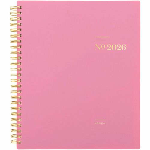 Cambridge WorkStyle Focus Planner - Weekly, Monthly - 12 Month - January 2026 to December 2026 - 1 Week, 1 Month Double Page Layout - 7" x 8 3/4" Sheet Size - Twin Wire - Pink - Cosmetic Pink Poly Cover - Dated Planning Page, Notes Area, Tabbed, Durable C