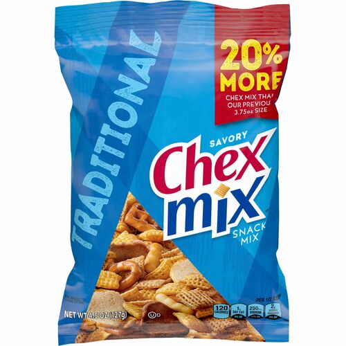 Chex Traditional Snack Mix - Traditional - 4.50 oz - 8 / Carton