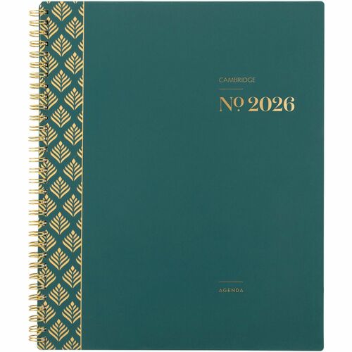 Cambridge WorkStyle Monthly Planner - Monthly - 12 Month - January 2026 to December 2026 - 1 Month Double Page Layout - Letter - 8 1/2" x 11" Sheet Size - 2" x 1.75" Block - Twin Wire - Teal - Teal Poly Cover - Dated Planning Page, Unruled Daily Block, Ta