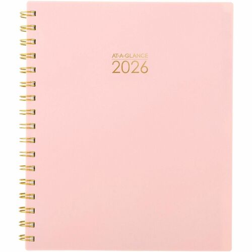 At-A-Glance Harmony Weekly/Monthly Planner - Weekly, Monthly - 13 Month - January 2026 to January 2027 - 1 Week, 1 Month Double Page Layout - 7" x 8 3/4" Sheet Size - Twin Wire - Coral, Pink - Dated Planning Page, Bleed Resistant Paper, Tabbed, Unruled Da