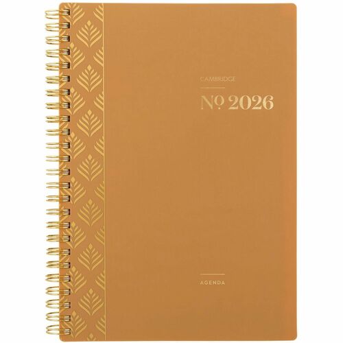 Cambridge WorkStyle Focus Planner - Weekly, Monthly - 12 Month - January 2026 to December 2026 - 1 Week, 1 Month Double Page Layout - 5 1/2" x 8 1/2" Sheet Size - Twin Wire - Clay - Sunbaked Clay Poly Cover - Dated Planning Page, Unruled Daily Block, Tabb
