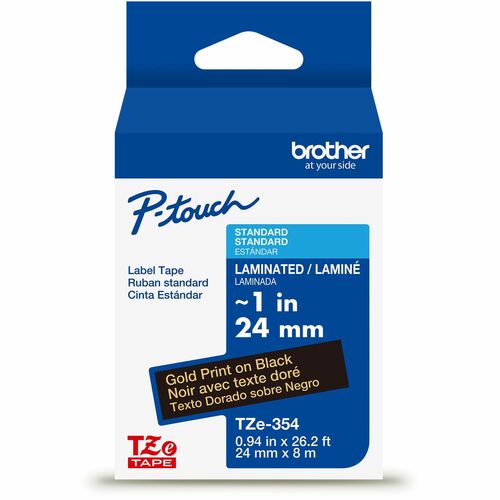 Brother P-touch TZe Laminated Label Tape - - DiameterTape - Black - Laminated - Easy to Read, Temperature Resistant, Customizable, Long Lasting, Peeling Resistant, Fade Resistant - 26.20 ft Roll Length - 1 Each