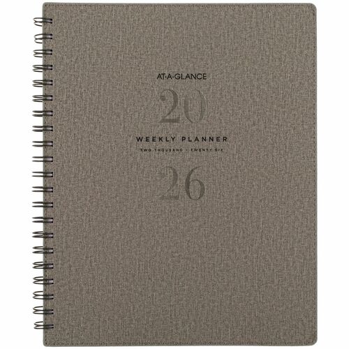 At-A-Glance Signature Planner - Weekly, Monthly - 12 Month - January 2026 to December 2026 - Letter - 8 1/2" x 11" Sheet Size - Twin Wire - Gray - Paper - Monthly Planner, Planner Page, Bleed Resistant Paper, Monthly Tab, Holiday Listing, Event Calendar, 