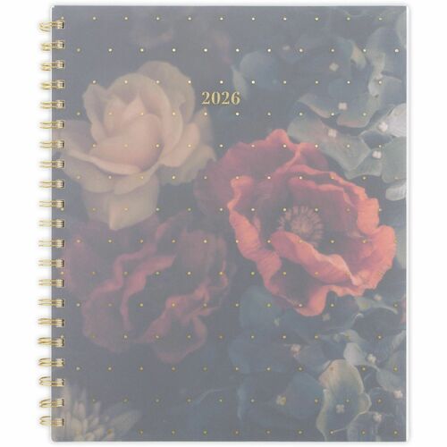 At-A-Glance Midnight Garden Weekly Monthly Planner - Weekly, Monthly - 12 Month - January 2026 to December 2026 - 1 Week Double Page Layout - Letter - 8 1/2" x 11" Sheet Size - Twin Wire - Midnight Garden - Poly Cover - Dated Planning Page, Tabbed, Monthl