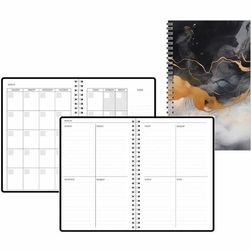 House of Doolittle Recycled Non-Dated Planner - Weekly, Monthly, Undated - 12 Month - 1 Week, 1 Month Double Page Layout - 7" x 11" Sheet Size - Wire Bound - Multi - Paper - Synthetic Paper Cover - Printed, Water Resistant Cover, Tear Resistant, Planner P