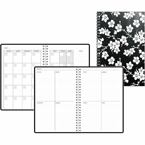House of Doolittle Recycled Non-Dated Planner - Weekly, Monthly, Undated - 12 Month - 1 Week, 1 Month Double Page Layout - 7" x 11" Sheet Size - Wire Bound - Multi - Paper - Synthetic Paper Cover - Printed, Water Resistant Cover, Tear Resistant, Planner P