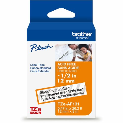 Brother Adhesive Acid-free TZ Tape - - DiameterTape - Clear - Laminated - Eco-friendly, Customizable, Photo-safe, Peel-off, Damage Resistant, Scuff Resistant, Removable, Residue-free - 26.20 ft Roll Length - For Label Maker - 1 Each