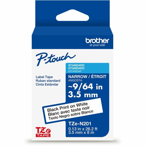 Brother TZ Super Narrow Non-laminated Tapes - - DiameterTape - White - Easy Peel, Perforated - 26.20 ft Roll Length - 1 Each