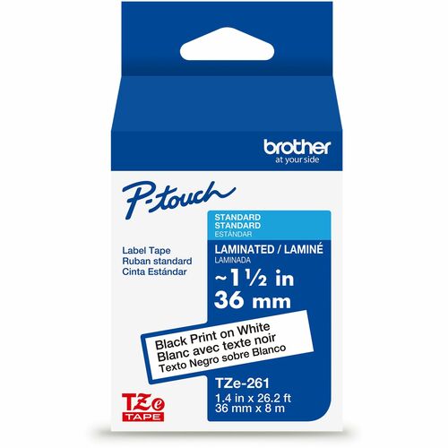 Brother P-touch Extra-Strength TZe Tape Cartridge - - DiameterCartridge - White - Water Resistant - Laminated - Strong, Durable, Customizable, Long Lasting, Abrasion Resistant, Chemical Resistant, Fade Resistant, Sunlight Resistant - 26.20 ft Roll Length 